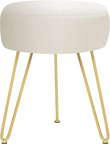 GERANT Taburetes de tocador multifuncionales – Taburete otomano redondo de terciopelo moderno – Taburete tapizado – Taburete de mesa auxiliar con