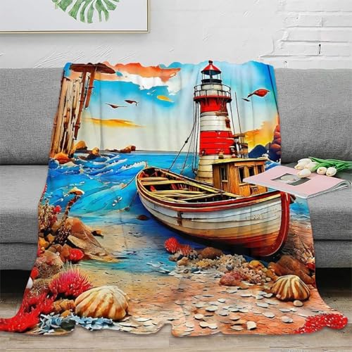 Plaid microfibre phare 3D jeté de lit de qualité supérieure chaud et moelleux