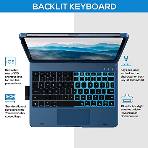Image of typecase Touch Keyboard for iPad Air 11 (M4 /M3 /M2,2026 /2025 /2024),Air 5th /4th & Pro 11(4th /3rd /2nd /1st) Trackpad,11-Color Backlit,360Rotatable,Pencil Holder(Not for A16 /10th /Pro 11-M5 /M4)-Pac.Blue'26