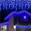 YEGUO 400 LED Blue Icicle Lights Outdoor Waterproof, 33ft 80 Drops Icicle String Lights Connectable, 8 Modes Icicle Christmas Lights with Memory