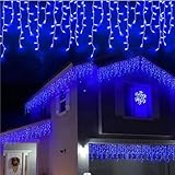 YEGUO 400 LED Blue Icicle Lights Outdoor Waterproof, 33ft 80 Drops Icicle String Lights Connectable, 8 Modes Icicle Christmas Lights with Memory