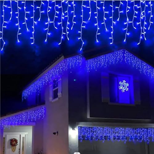 YEGUO 400 LED Blue Icicle Lights Outdoor Waterproof 33ft 80 Drops Icicle String Lights Connectable 8 Modes Icicle Christmas Lights with Memory