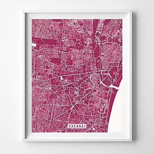 Chennai India City Street Map Wall Art Home Decor Poster
