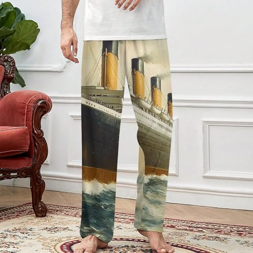Vintage Titanic Ship Ocean Boat Mens Pajama Pants Soft Lounge Pj Bottoms Lightweight Sleepwear Pants with Drawstring3