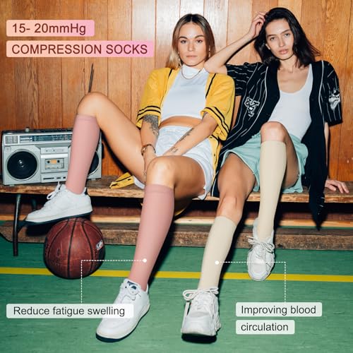 Image of Iseasoo 4 Pairs Compression Socks for Women Circulation-Best Support for Nurses,Running,Athletic,Travel