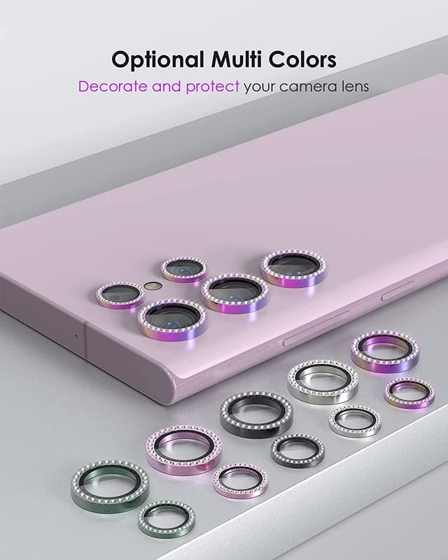 Image of 9H Camera Lens Protector Tempered Glass Compatible For Samsung Galaxy S23 Ultra [Pack Of 5] High Definition Anti-Scratch Ring Film for (Samsung Galaxy S23 Ultra, Purple Diamond)