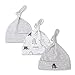 Produktbild Lacofia Neugeborenes Baby Jungen Mädchen Baumwolle Gedruckt Beanie Hut Unisex Kleinkind Top Knoten Mütze 0-6 Monate Pack 3 Graues kleines Monster
