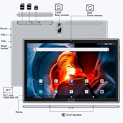 Zonko Tablet 10 Inch 2 In 1 4G Phone Tablet With Dual Sim Slot, 4Gb+64Gb Storage(Support 512Gb Expand), Octa-Core Processor,13Mp Camera, Wifi Android Tablet With Keyboard Mouse Stylus(Gray) 1 #TOP7