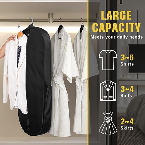 SLEEPING LAMB Heavy Duty Garment Bag for Travel, 43\'\'Waterproof Suit Bag for Men Travel and Foldable Carry On Garment Bag for Hanging Clothes with Large Pocket in Business Trip, Black