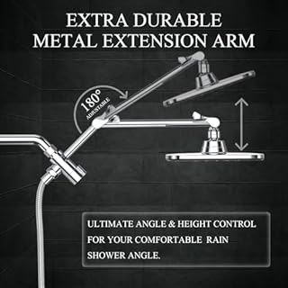 Veken Wide High Pressure Rain Shower Head with Handheld, Handheld Shower Heads with Multi Spray Modes, Rainfall Combo with 15" Metal Extension Arm,Detachable Dual Shower, Bathroom Decor,Chrome Silver