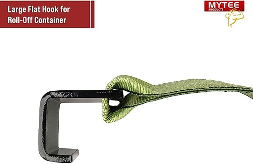 Miniatura 3 de Mytee Products Paquete de 10 correas de cabrestante verde de 4 pulgadas x 5 pies con gancho plano grande para camión rodante, límite de carga de