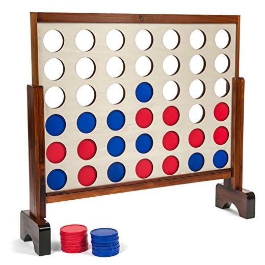 Tailgating Pros Wood Stained Giant Four Connect in a Row with Carrying Case 3ft x 2 ft - 4 in a Row