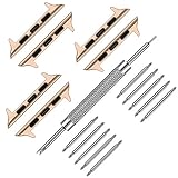 CINORS Rose Gold Connectors for Apple Watch 42mm 44mm Band Adapters Stainless Steel Hardware Lugs of Replacment Strap for Apple iWatch Series 6 5 4 3 2 1 SE, 3 Pack 22mm