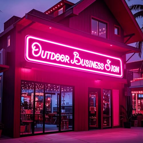 Image of Professional Custom Outdoor Neon Sign for Business, Large IP67 Waterproof Personalized LED Neon Lights, Customizable Logo Light Up Signs for Commerce Office Shop Store Food Trucks Bar Party Wedding