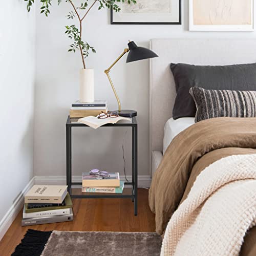 Homsho Side Tables Set Of 2, End Tables With Tempered Glass, 2-Tier Nightstands With Storage Shelves, Slim Sofa Table For Living Room, Bedroom (2, Black) #TOP7