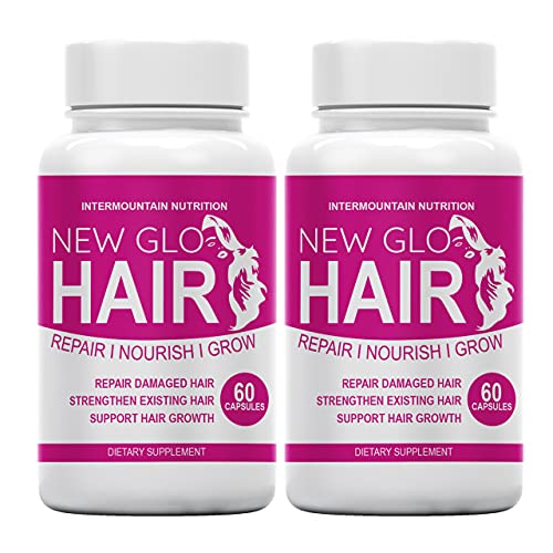 (2-Pack) New Glo Hair, New Glo Hair Biotin, The Official Hair Growth Supplement