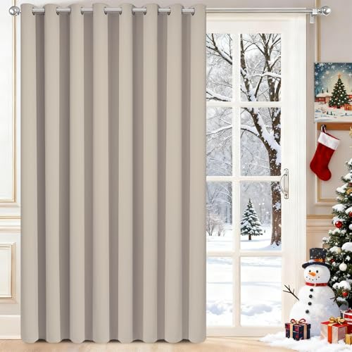 Yakamok 100% Blackout Extra Wide Patio Sliding Door Curtains, Grommet