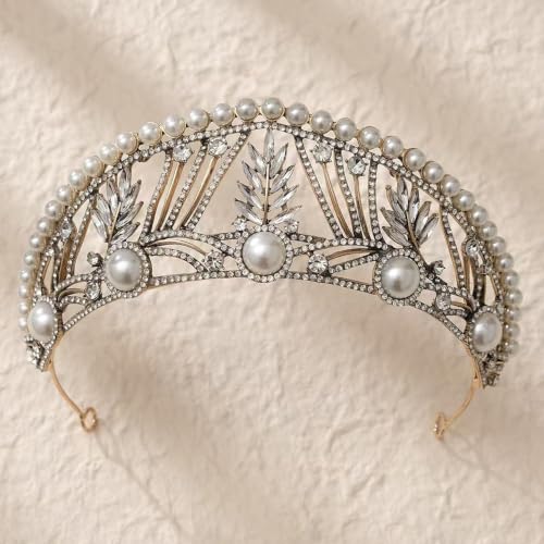 Corona de cumpleaños cómoda que no pesa con strass brillantes y perlas 5