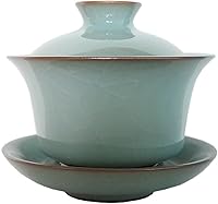 Vista 10 de Gaiwan Kung Fu - Juego de tazas de té y platillo de porcelana con tapa, 5 onzas (azul cielo)