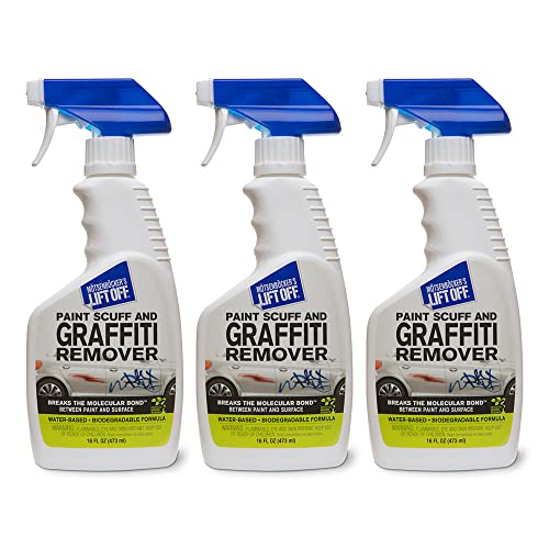 Motsenbocker's Lift Off 45406-3PK 16-Ounce Paint Scuff and Graffiti Remover Easily Removes Paint Scuffs, Spray Paint, Acrylic from Multiple Surfaces Vehicles, Brick, Boats, Concrete, Pack of 3 , white