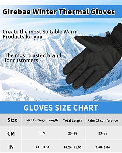 Warm Winter Gloves, Girebae Thermal Gloves, Anti Slip Touch Screen Gloves, Windproof Waterproof Gloves Women Men for Cycling, Running, Driving,Hiking, Skiing