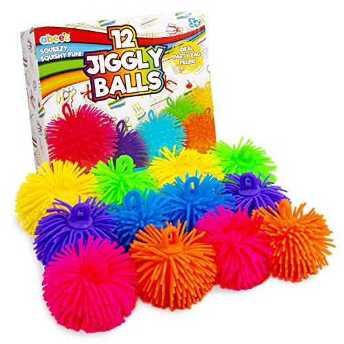 abeec 12 Pack of Jiggly Balls | Squishy Sensory Stress Balls for Kids & Adults | Party Bag Fillers, Fidget Toys & Anxiety Relief