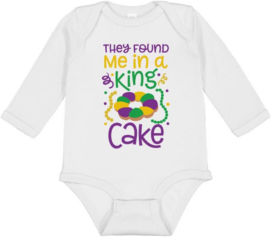 They Found Me in a King Cake Long Sleeve Baby Infant Bodysuit