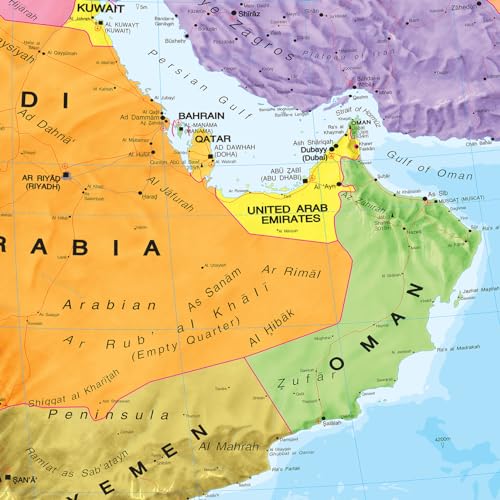 Große politische Wandkarte des Nahen Ostens, aktualisiert 2025, laminiert, 122 x 91,4 cm Maps International
