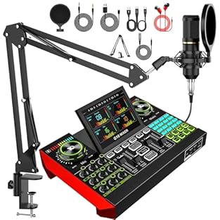 【Podcast Equipment Bundle】The podcast microphone bundle includes everything you need for professional-quality audio creation: a 3.5mm condenser microphone with a round base and the Sound Board. Perfect for podcasters, gamers, streamers, and content c...