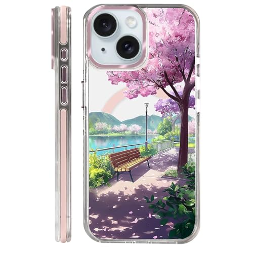 Coque iPhone 15 Magsafe rigide transparente antichoc avec design paysage de montagne