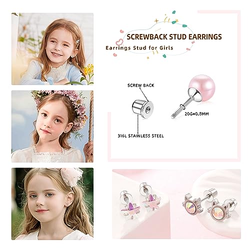 Surgical Steel Screw Back Earrings for Women Hypoallergenic Small Stud Earrings Flat Back Studs2