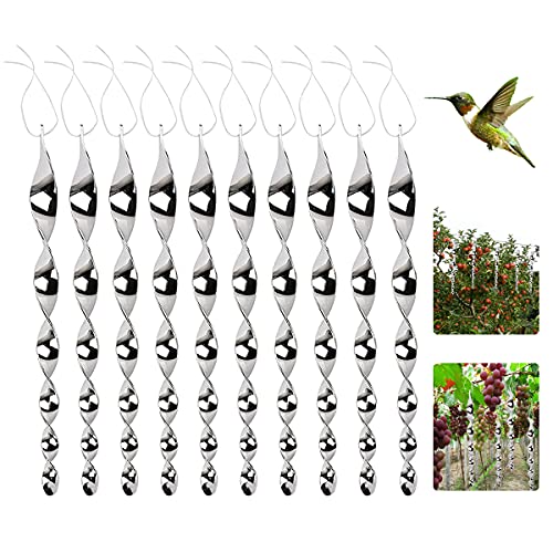 Preisvergleich Produktbild 12 Stück Reflektierende Windspirale Vogelschreck Reflektierende Vogelabwehr zur Vogel abwehr Garten Dekoration für Balkon und Garten (Silber)