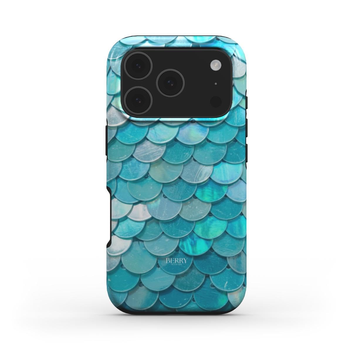 Étui de téléphone magnétique résistant double couche iPhone 13 coque turquoise sirène