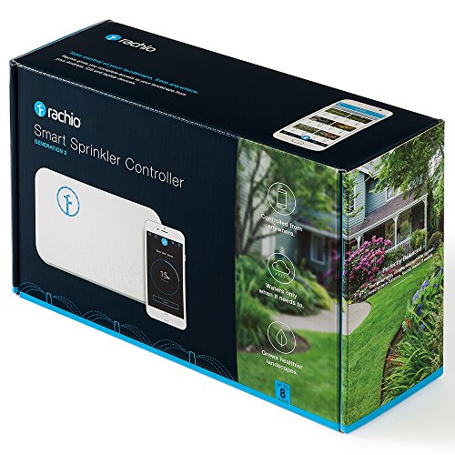Rachio WiFi Smart Lawn Sprinkler Controller, 8-Zone 2nd Generation, Alexa and Apple HomeKit Compatible with Rain, Freeze and Wind Skip (8ZULW-B)