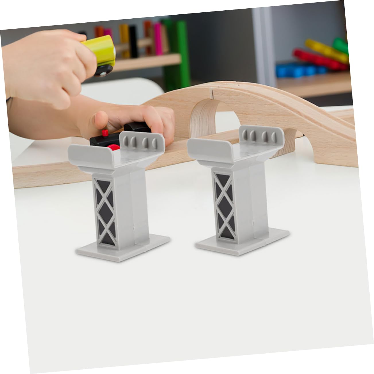 Modèle de Pont pour Jeux 6 Pièces en Plastique, Support de Pilier Ferroviaire Résistant et Sécurisé pour Accessoires de Rails de Train