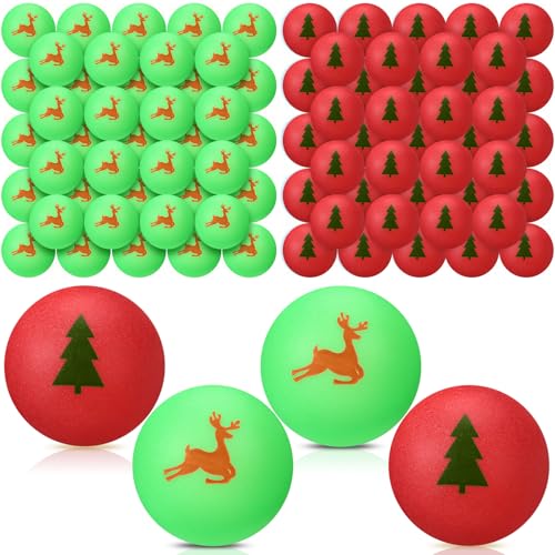 Seenelling 200 Pcs Christmas Table Tennis Balls Green Red Novelty Table Tennis for Game Christmas Party Favors Playing Decoration Props