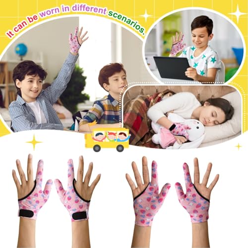 Image of 4pcs Thumb Sucking Guard Gloves Kids Anti Thumb Sucking Glove Chewy Compression Thumb Sucking Stop Nail Biting Finger Biting Glove for Kids Thumb Guard for Ages 5-12