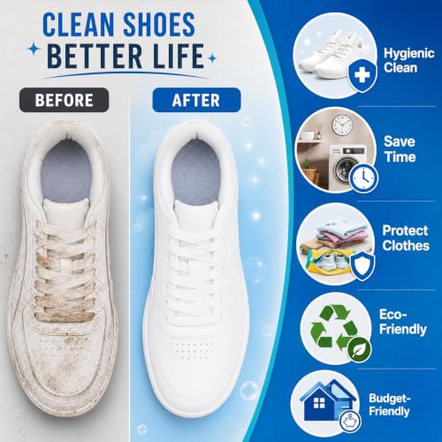 Image of LAXIS Shoe Washing Machine Bag to Wash Shoes in Washing Machine Shoe Laundry Bags for Sneakers, Reusable Shoe Cleaning Bag for All Shoe Sizes Fluffy Fiber with Side Zip - Yellow