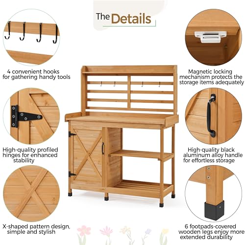 Yaheetechoutdoorpottingbenchlargehorticultureworktableworkstationwithstoragecabinetshelfplantingworkingconsoleforpatiolawngardenwood Urban Country Home Decor Yaheetech outdoor potting bench large horticulture work table workstation with storage cabinet shelf planting working console for patiolawngarden wood urban country home decor