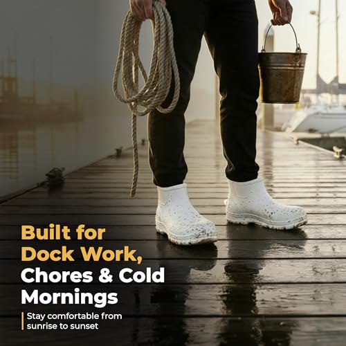 Image of Waterproof Deck Boots for Women | Lightweight, Anti-Slip Rubber Rain Boots, 10 oz each | Pull-On Fishing & Ankle Boots for Sailing, Boating, Docks, Camping | Garden Boots for Everyday