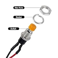 Vista 12 de 3V-6V-12V-24V-230V/1A 10pcs 0.276 in Negro precableado Mini botón momentáneo, SPST Nomal Open ON/Off 2 Pin Botón redondo para modelo ferroviario