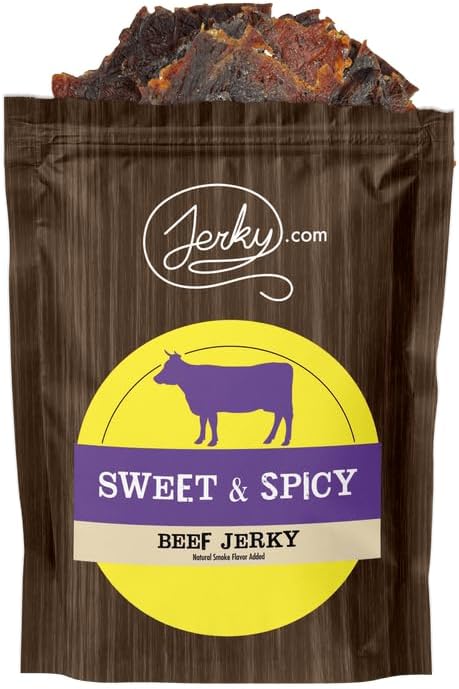 Jerky.com All Natural Sweet & Spicy Beef Jerky - No Added Preservatives, No MSG or Nitrates - Perfect Blend of Sweet Heat, 100% Lean Beef (2.5 Ounce, Pack of 1)