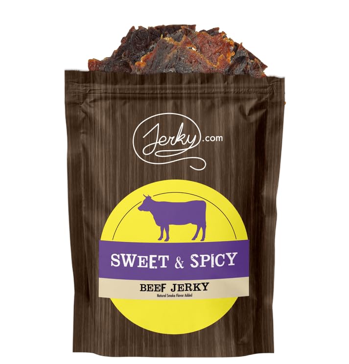 Jerky.com All Natural Sweet & Spicy Beef Jerky - No Added Preservatives, No MSG or Nitrates - Perfect Blend of Sweet Heat, 100% Lean Beef (2.5 Ounce, Pack of 1)