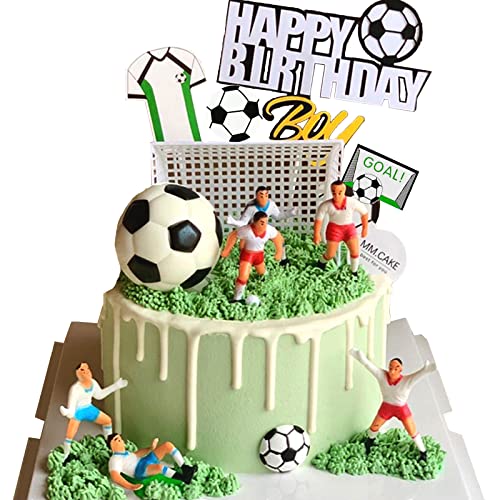 ysister Decoration Gateau Foot,Décorations Gateau Football,14 Pièces,Cake Topper Happy Birthday Football,Figurine Footballeur Decoration Gateau,Décoration de Gâteau d'Anniversaire football pour Fête