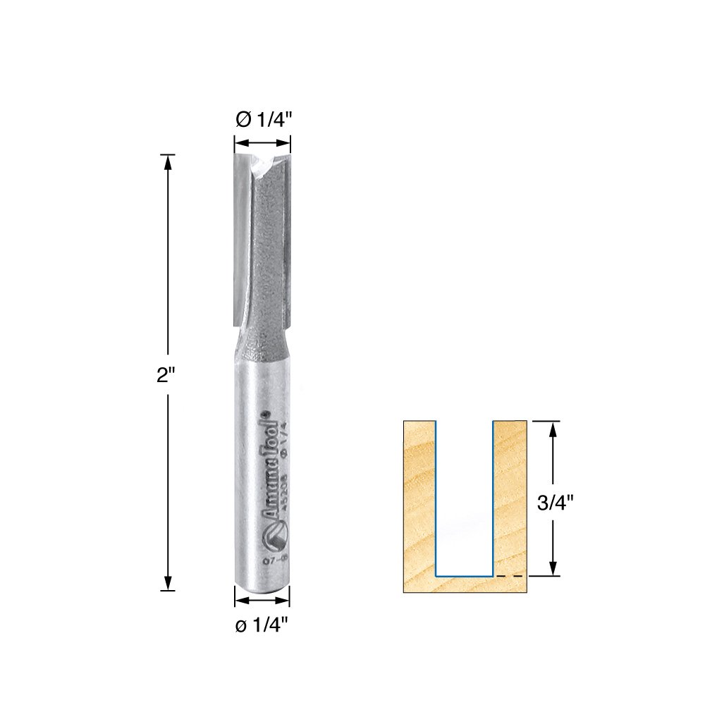Amana Tool - 45208 Carbide Tipped Straight Plunge High Production 1/4 Dia x 3/4 x 1/4