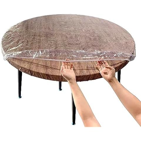 LIBERECOO Clear Round Fitted Vinyl Tablecloth for 24" Table - Heavy Duty Elasticized Table Cover Elastic Edged Plastic Table Cloth Protector-for Indoor and Outdoor (Best for 22" to 26" Round Table) Cover