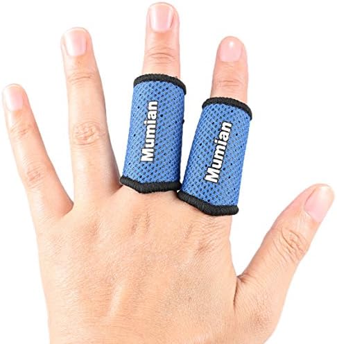 Sports Elastic Finger Sleeves Support Thumb Brace Protector Breathable Elastic Finger Tape for Basketball, Tennis,Baseball, Cycling, Volleyball, Badminton, Boating A71 BU-M