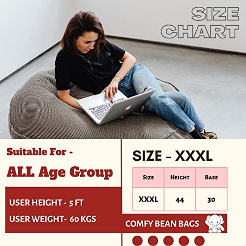 Image of ComfyBean Bag with Beans Filled XXXL- Official: Bailey & Bakers Bean Bags - for Young Adults - Max User Height : 5-5.8 Ft.-Weight : 60-70 Kgs(Model: Black Orange)