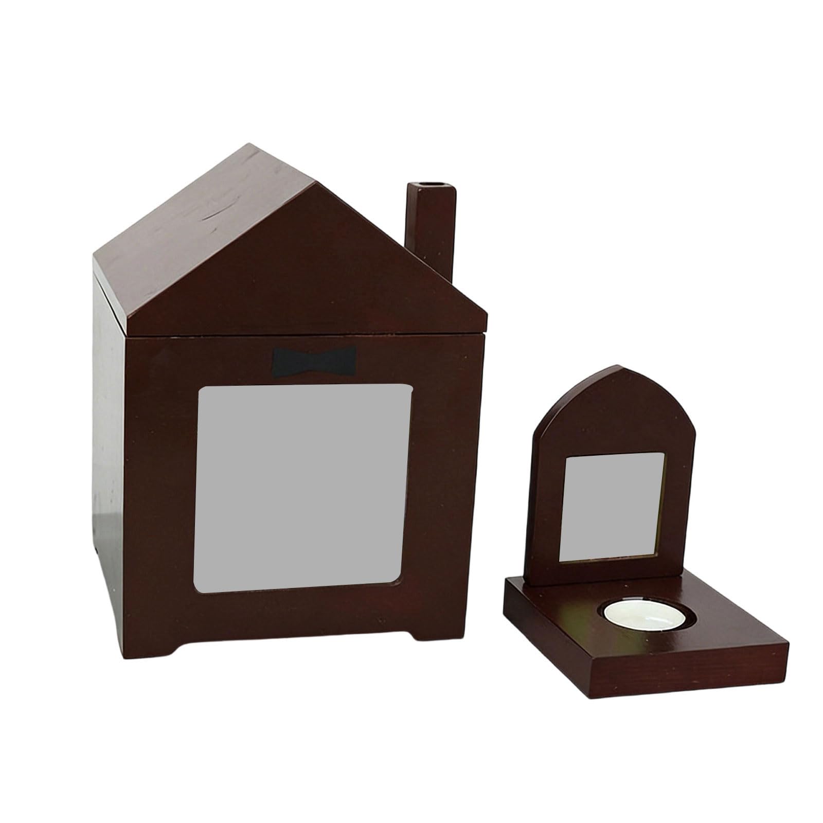 Wood Pet Cremation Urn with Holders for Dog Cats Loss Cherished Memory Keepsakes Remembrances Gift Ashes Container