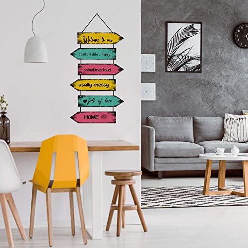 Image of EXPLEASIA Decorative Wall Hanging Wooden Art Decoration Item for Home Office Living Room Bedroom Decoration Items Home Decor Gift Items (Welcome To Our)